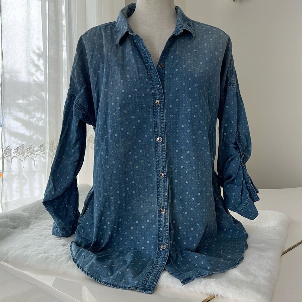 GAP button down cotton print top/jacket size large